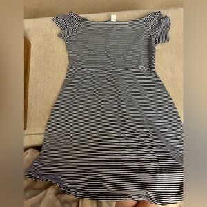 Old Navy White and Navy Striped Midi Dress